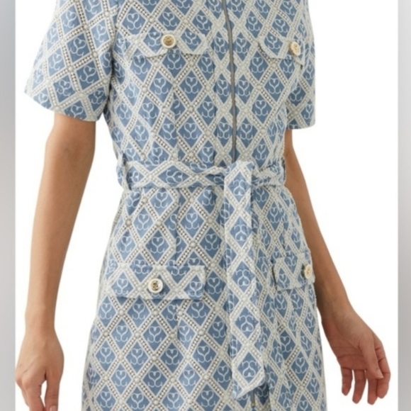 Blue and White Patterned Dress - Picture 3 of 7